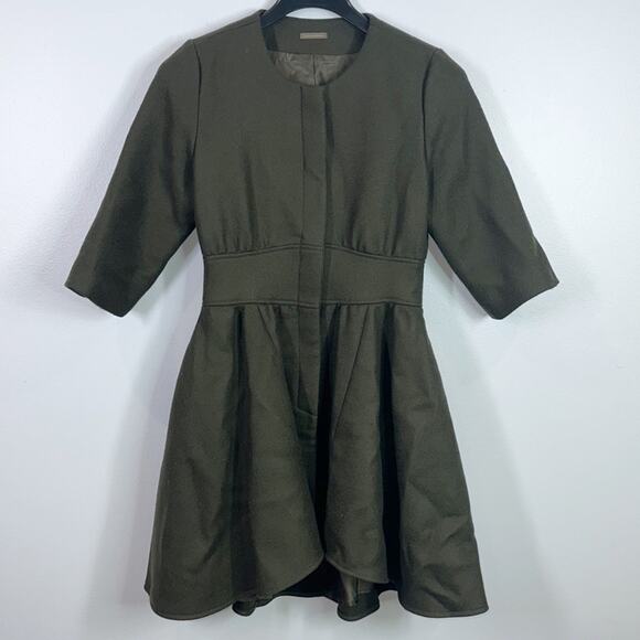 Loeffler Randell olive green wool blend peacoat size 10 - Picture 1 of 12